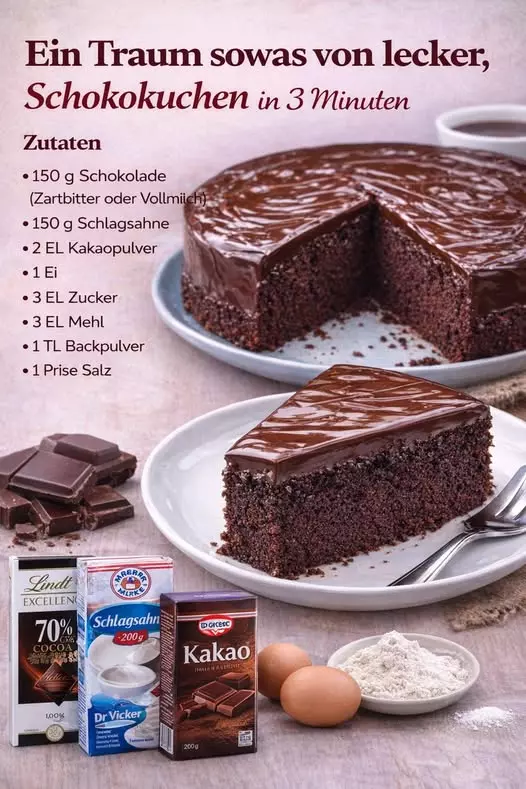Blitzschneller Schokoladenkuchen in 5 Minuten