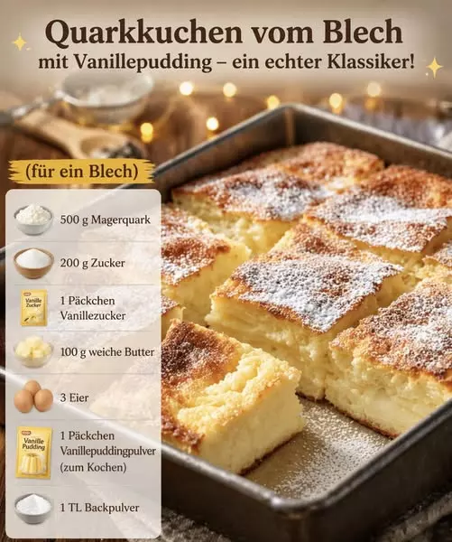 Unwiderstehlicher Quark-Pudding-Kuchen: Das einfache Rezept für den besten Blechkuchen