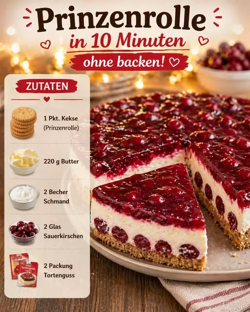 Prinzenrolle Kirschkuchen in Blitzgeschwindigkeit: Ein Desserttraum ohne Backofen