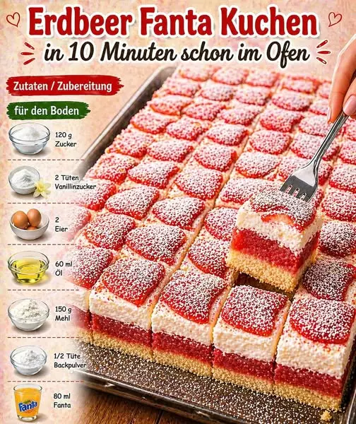 Erdbeer-Fanta-Kuchen: Ein unwiderstehliches Rezept f&uuml;r den schnellen Genuss