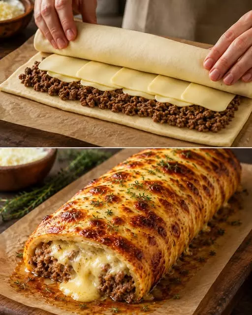 Käse-Hackfleisch-Rolle: Ein Backrezept für den Ofen