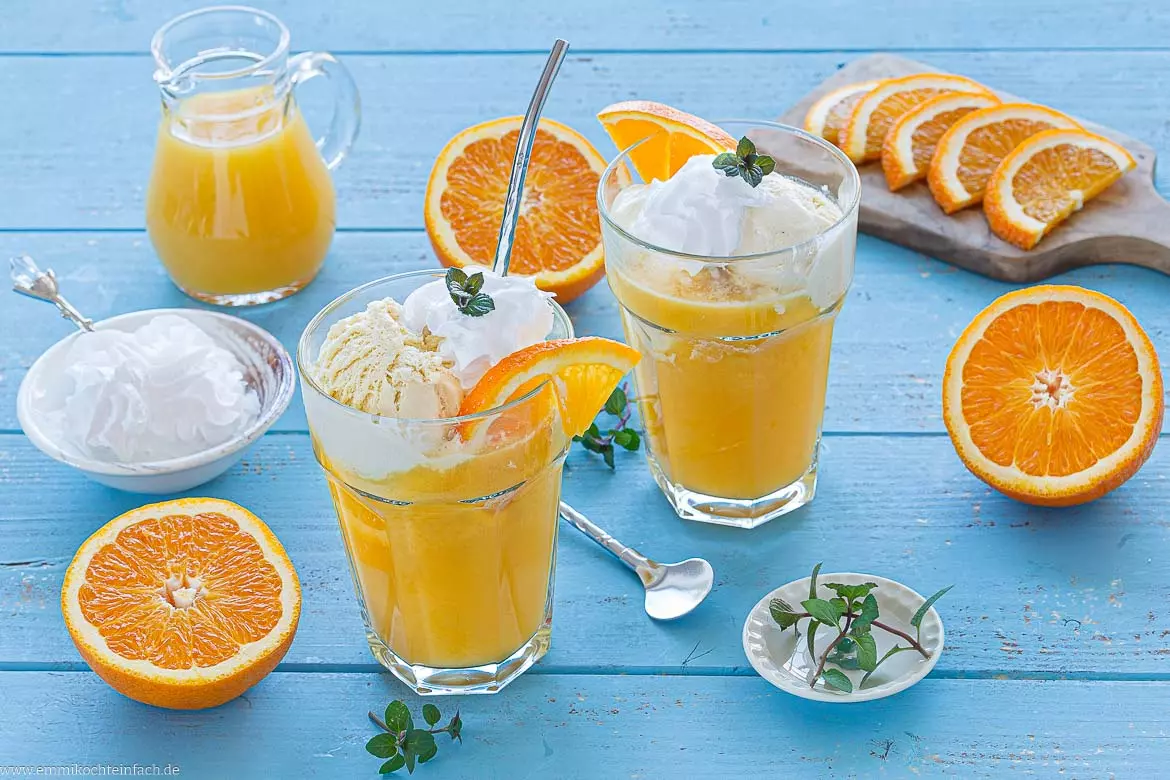 Erfrischender Sanfter Engel: Ein Getränkeklassiker mit Orangensaft und Vanilleeis