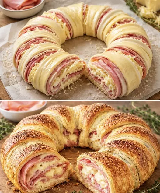 Köstliche Blätterteigstrudel mit Schinken und Käse