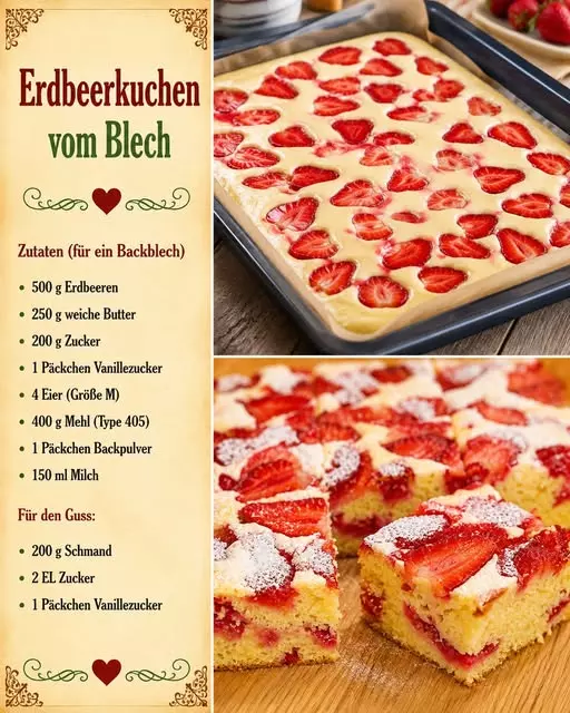 Schneller Erdbeerkuchen vom Blech: In nur 4 Minuten backbereit!