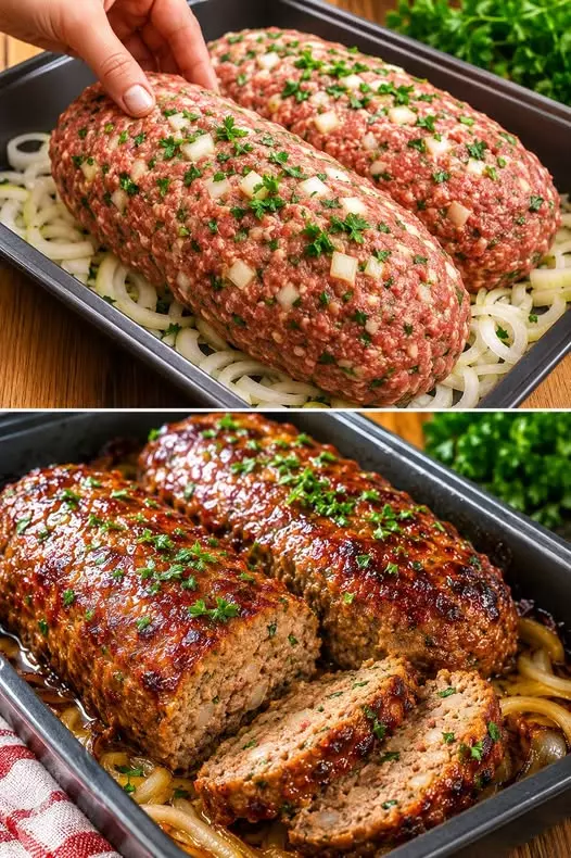 Herzhafter Hackbraten mit Schafskäse und Zwiebeln – Ein einfaches Rezept