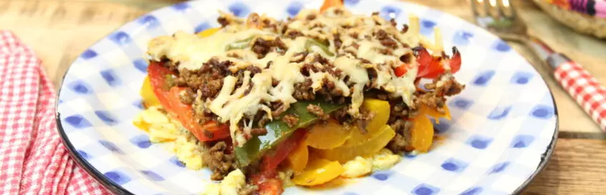 Herzhaftes Paprika-Hackfleisch-Gratin