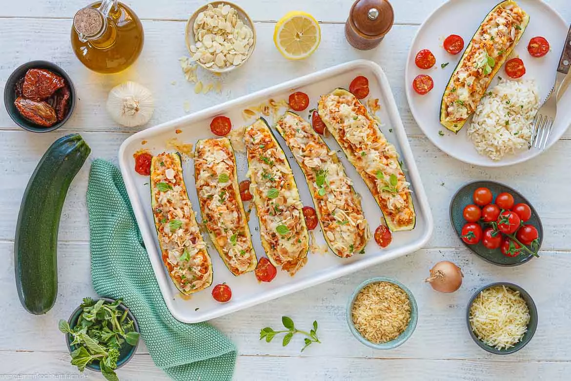 Vegetarische gefüllte Zucchini mit Feta und Reis: Eine kulinarische Entdeckungsreise