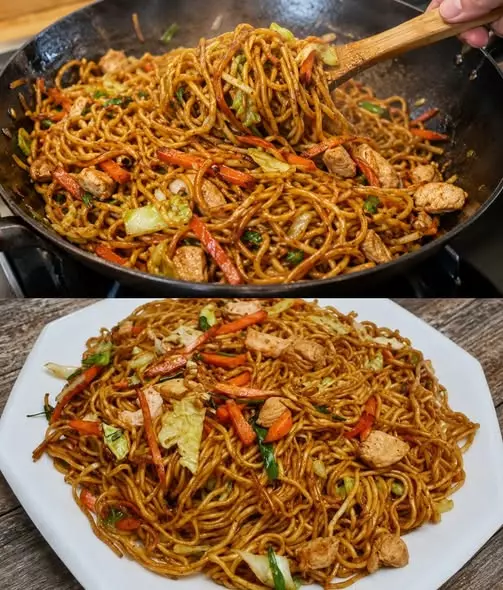 Rezept für schnelle asiatische Hähnchennudeln