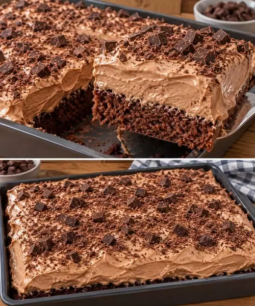 Rezept für einen Schoko-Cremekuchen vom Blech